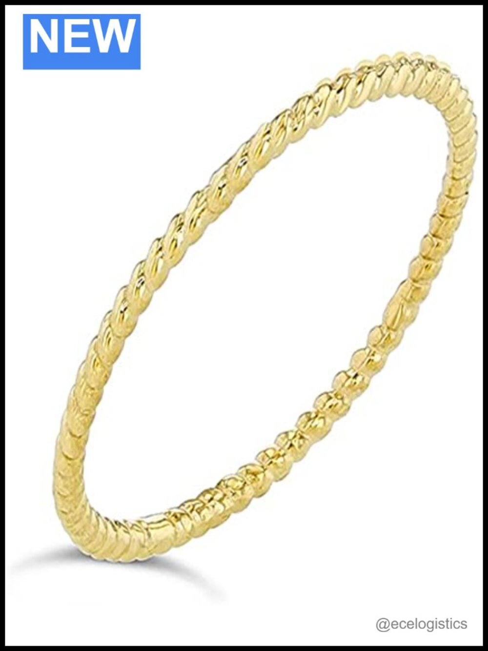10K Yellow Gold Dainty Stackable Rope Cable Design Thin Slender Band Ring